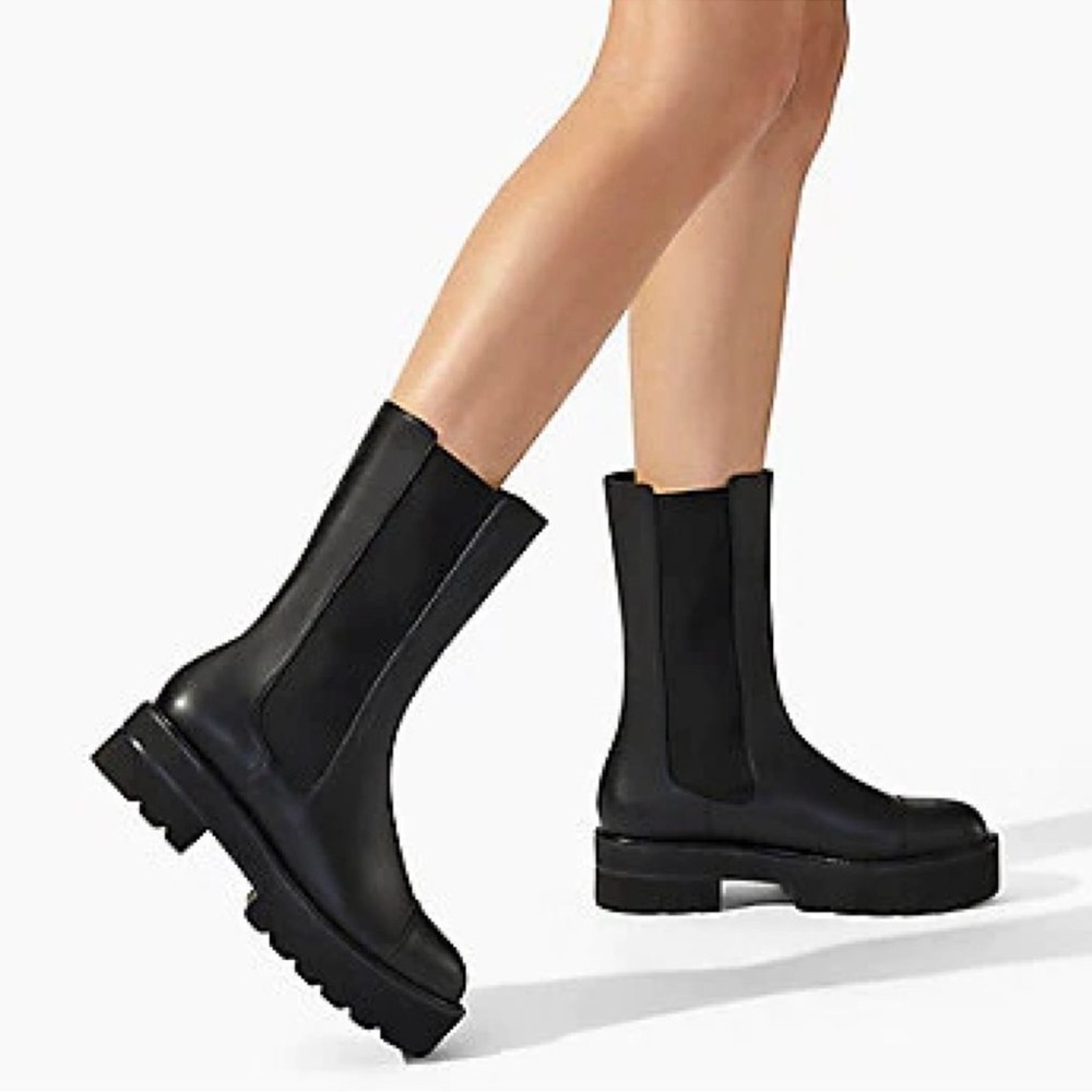 Stuart Weitzman Presley Ultralift Platform Chelsea Boot Black-US 6/EU 36.5